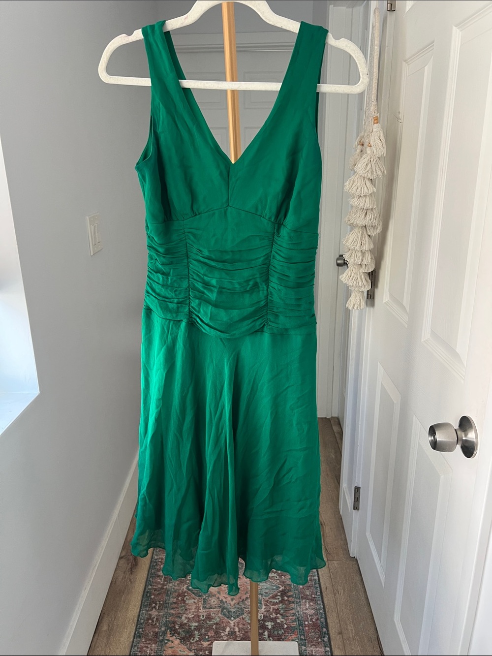Vintage VTG Jonathan Martin Studio 100% Silk Green A-Line Cocktail Dress Y2K SP